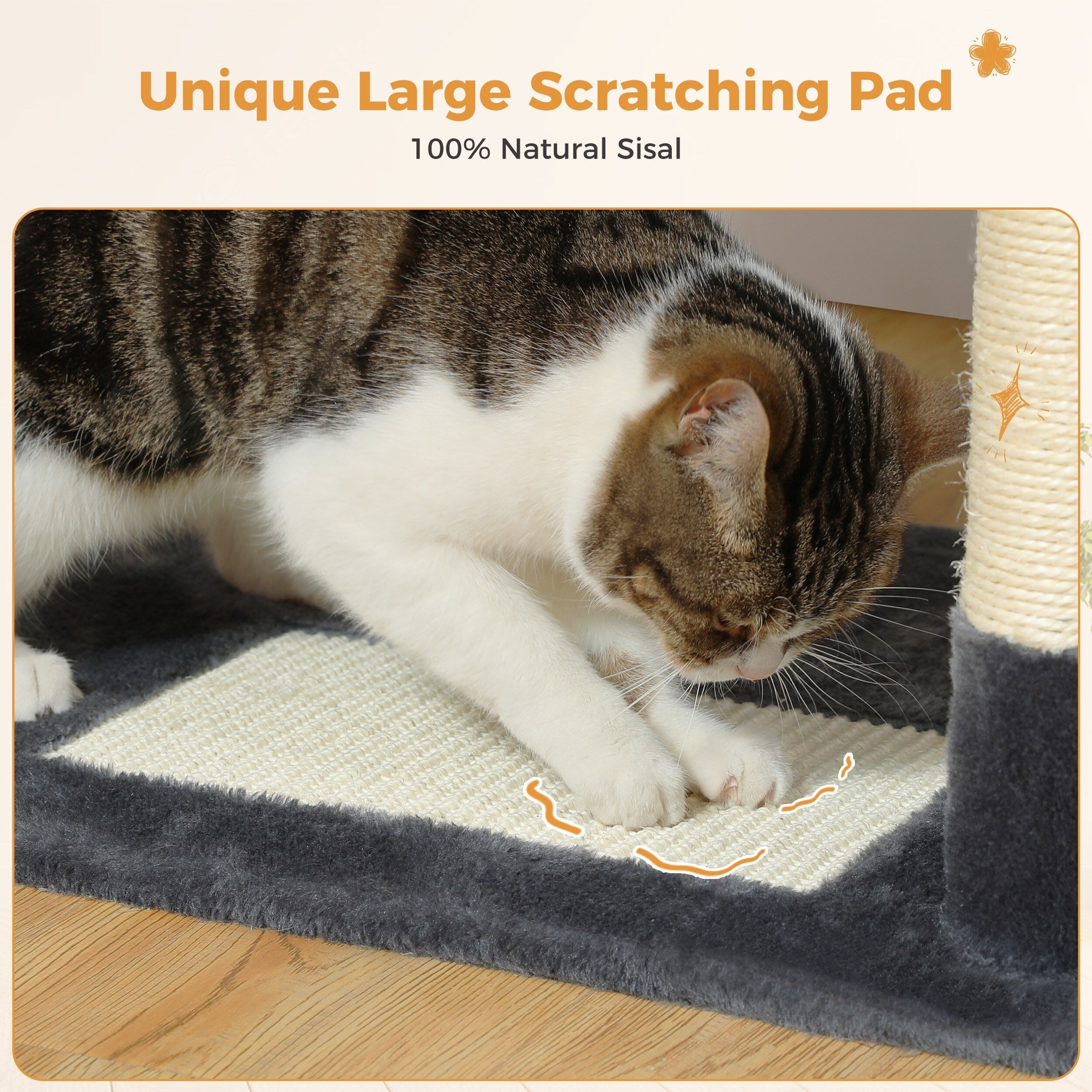 Large Cat Tower Cat Condo with Scratching Posts and Pads, 2 Padded Perch, Dual Condo and Basket