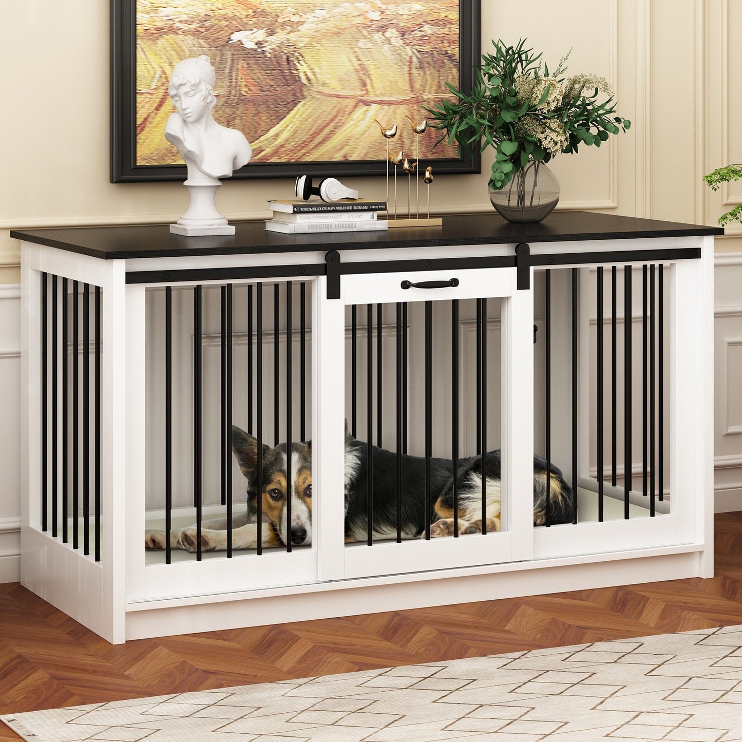 Pet Residence with Iron Tube Reinforcement Stylish & Sturdy Dog Crate