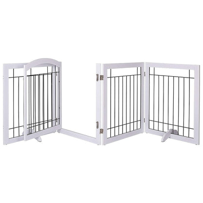 SPIRICH 96 inch Extra Wide 30 inches Tall Dog gate with Door Walk Through, Freestanding Wire Pet Gate,Pet Puppy Safety Fence